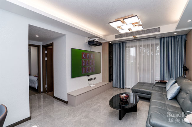 95㎡三居，客餐廳之間打造工作區(qū)，將生活與工作和諧結合